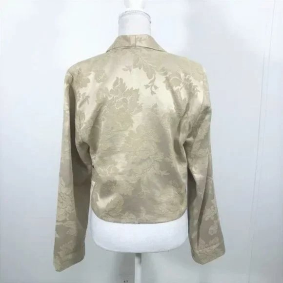 Vintage Brocade Blazer Jacket Cream Women M - Picture 8 of 12
